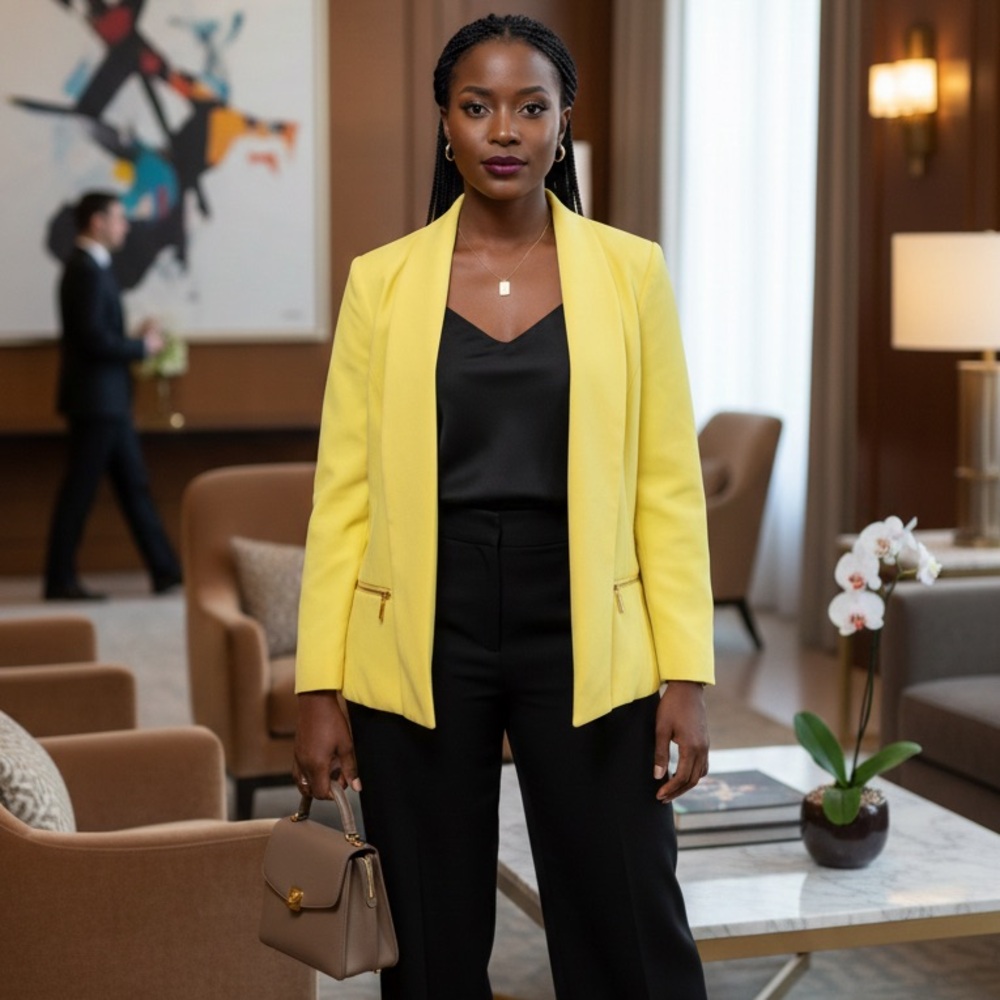 Black Label by Evan Picone Neon Yellow Blazer